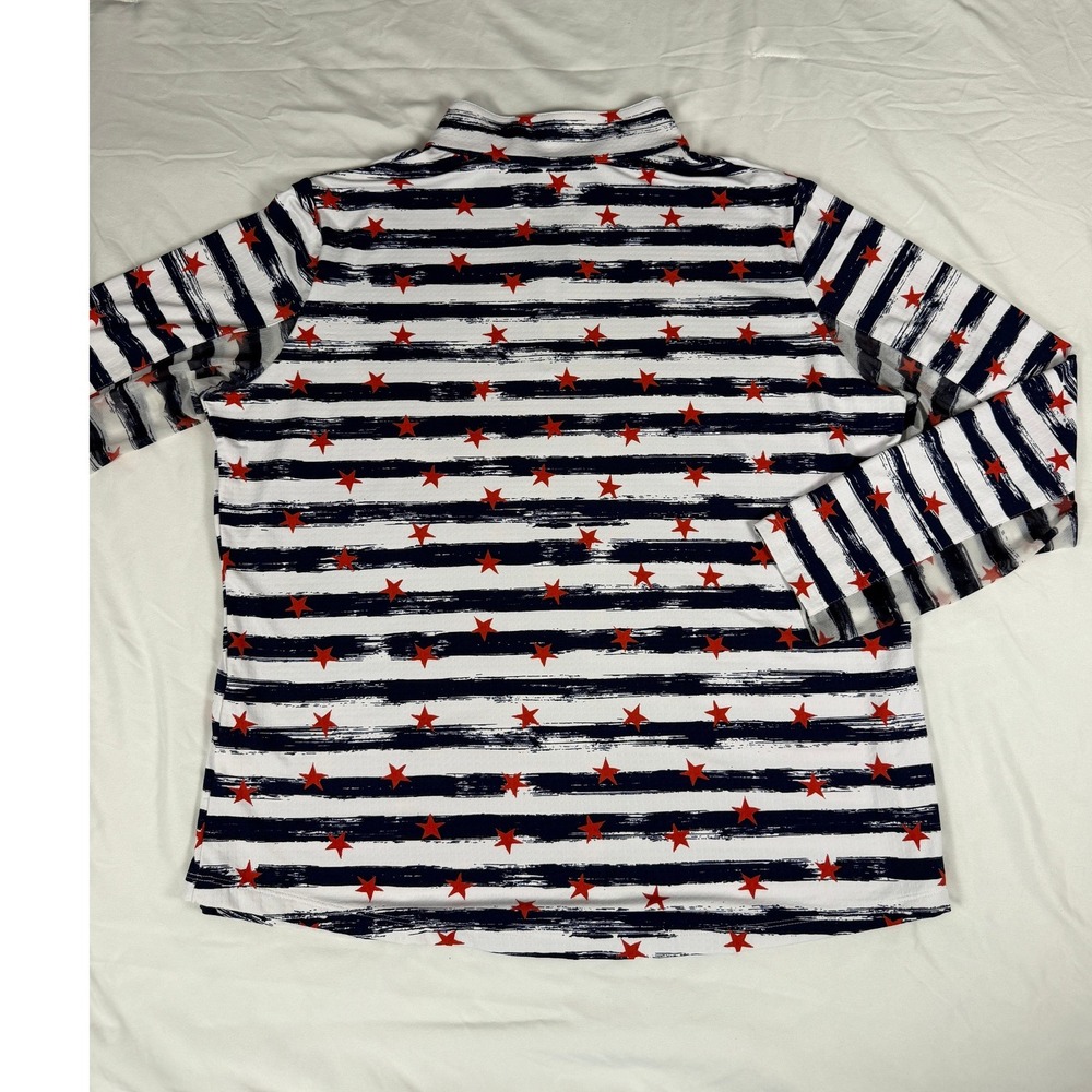 IBKUL XXL Sun Shirt Stars Stripes Quarter Zip UPF 50 IceFil Long Sleeve Top - Picture 5 of 7
